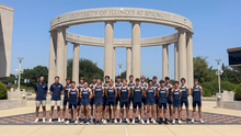 2026 UIS Men's Cross Country team photo at the Colonnade at UIS