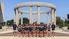 2026 UIS Women's Cross Country team photo at UIS Colonnade