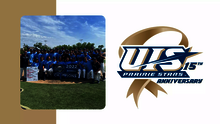 A photo of GLVC Champion UIS baseball team paired with 15 year of ncaa dii anniversary series logo