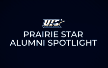 UIS Athletics logo, blue text on white background, "Prairie Star Alumni Spotlight"