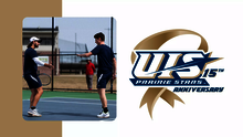 A photo of 2021 UIS men's tennis players accompanied with NCAA DII 