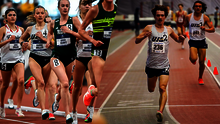 UIS track & field collage of runners in indoor track races