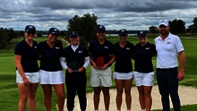 UIS Women's golf team photo after a win