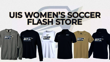 UIS Women's Soccer Flash Store, images of assorted gear in UIS colors