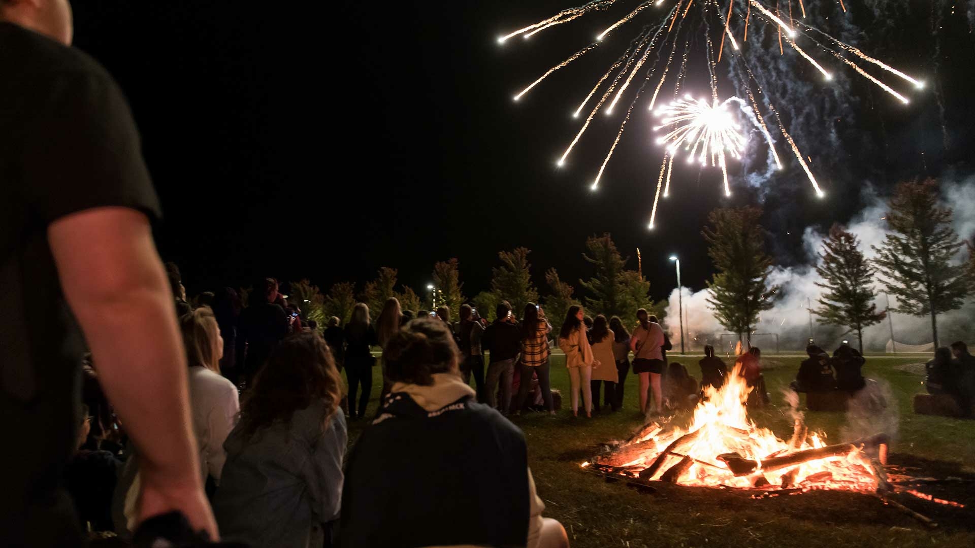 homecoming fireworks campfire