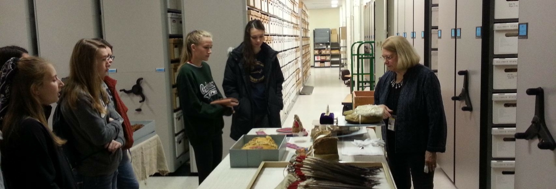UIS students at an anthropology collection
