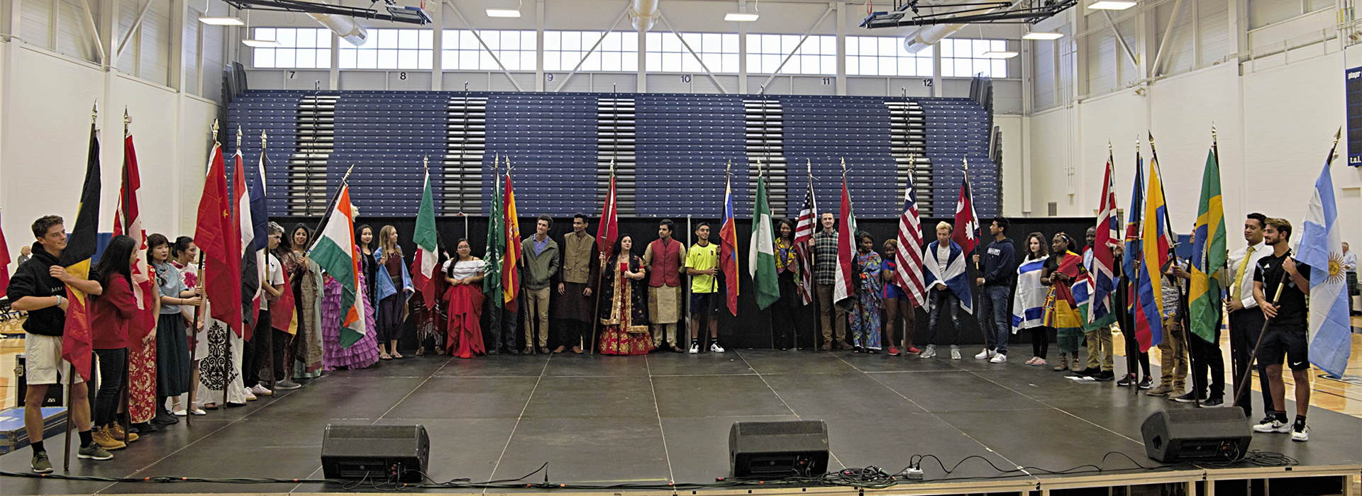 International Students on a stage