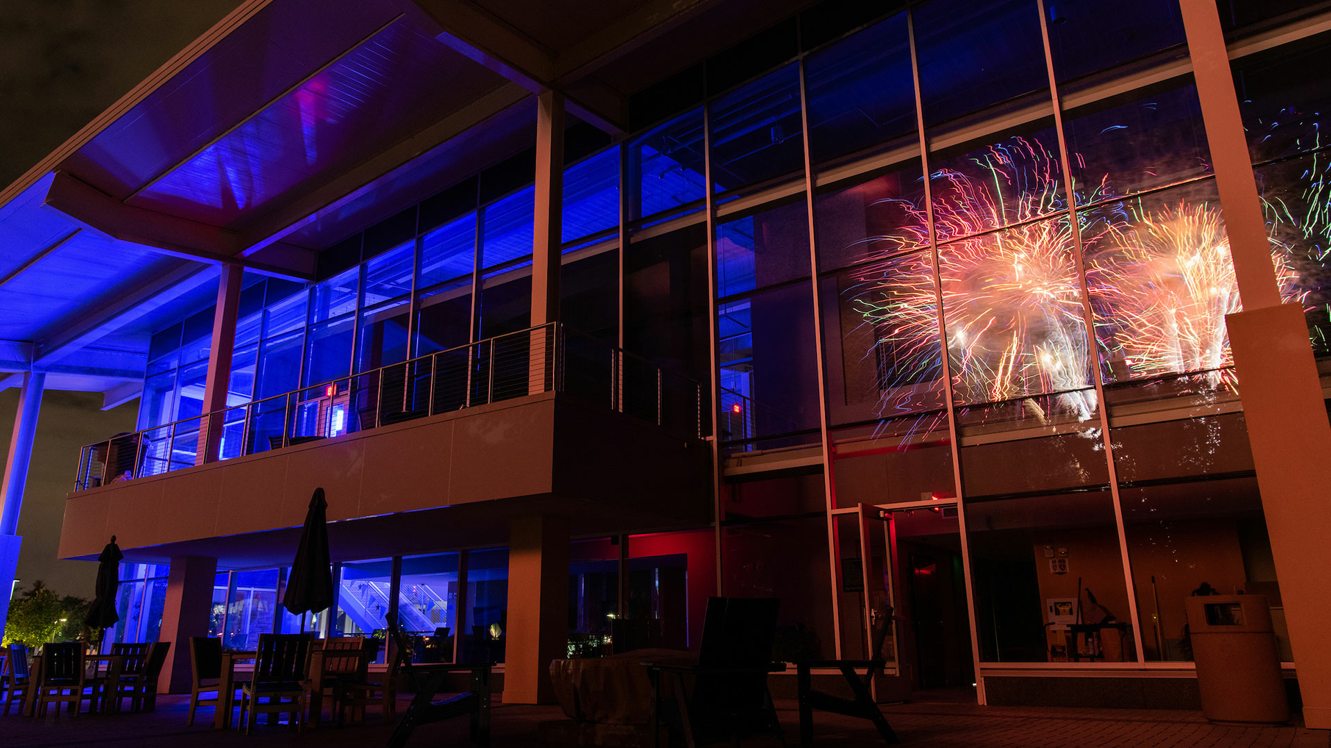 student union with fireworks