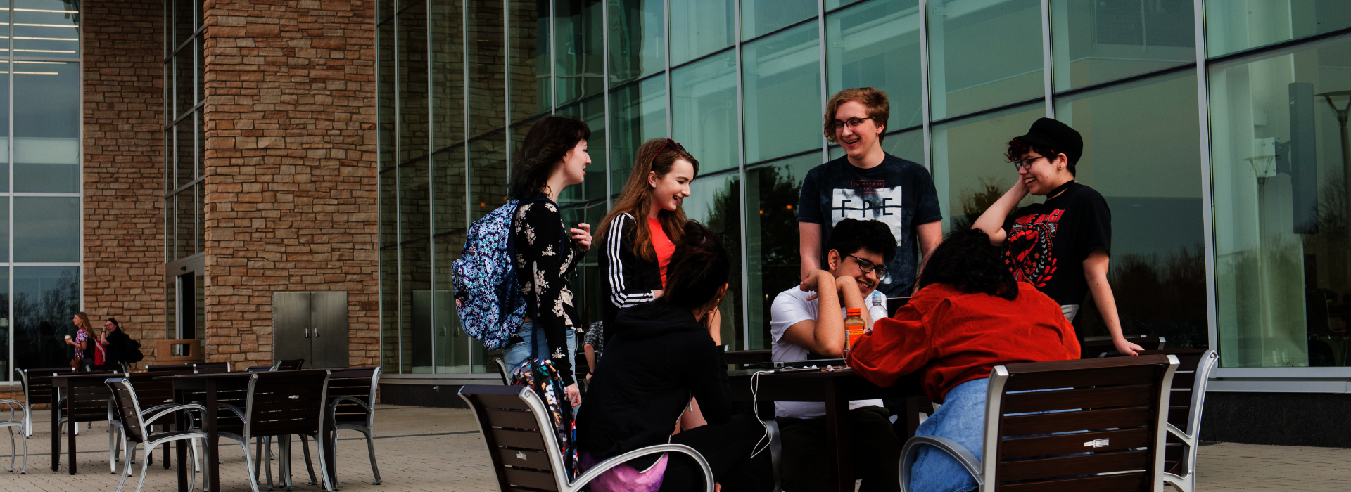 students in front of union