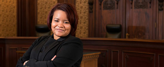 Woman inside courtroom