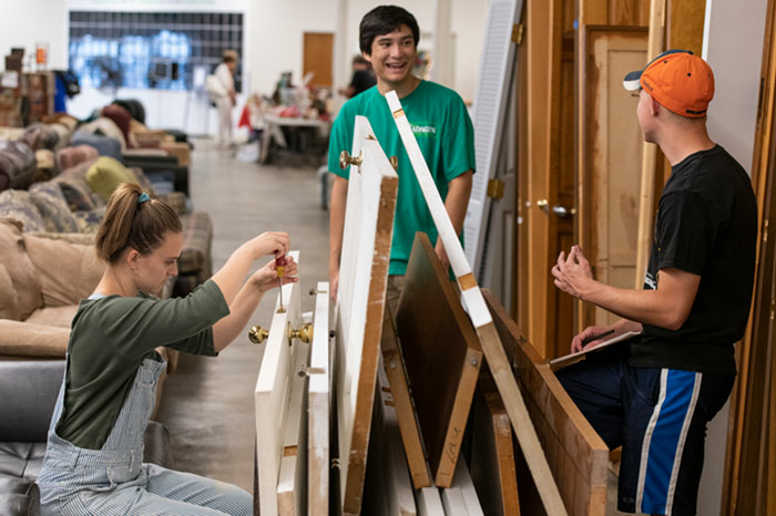 Students volunteering for Habitat for Humanity