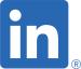 LinkedIn logo, blue box with the letters i n in white