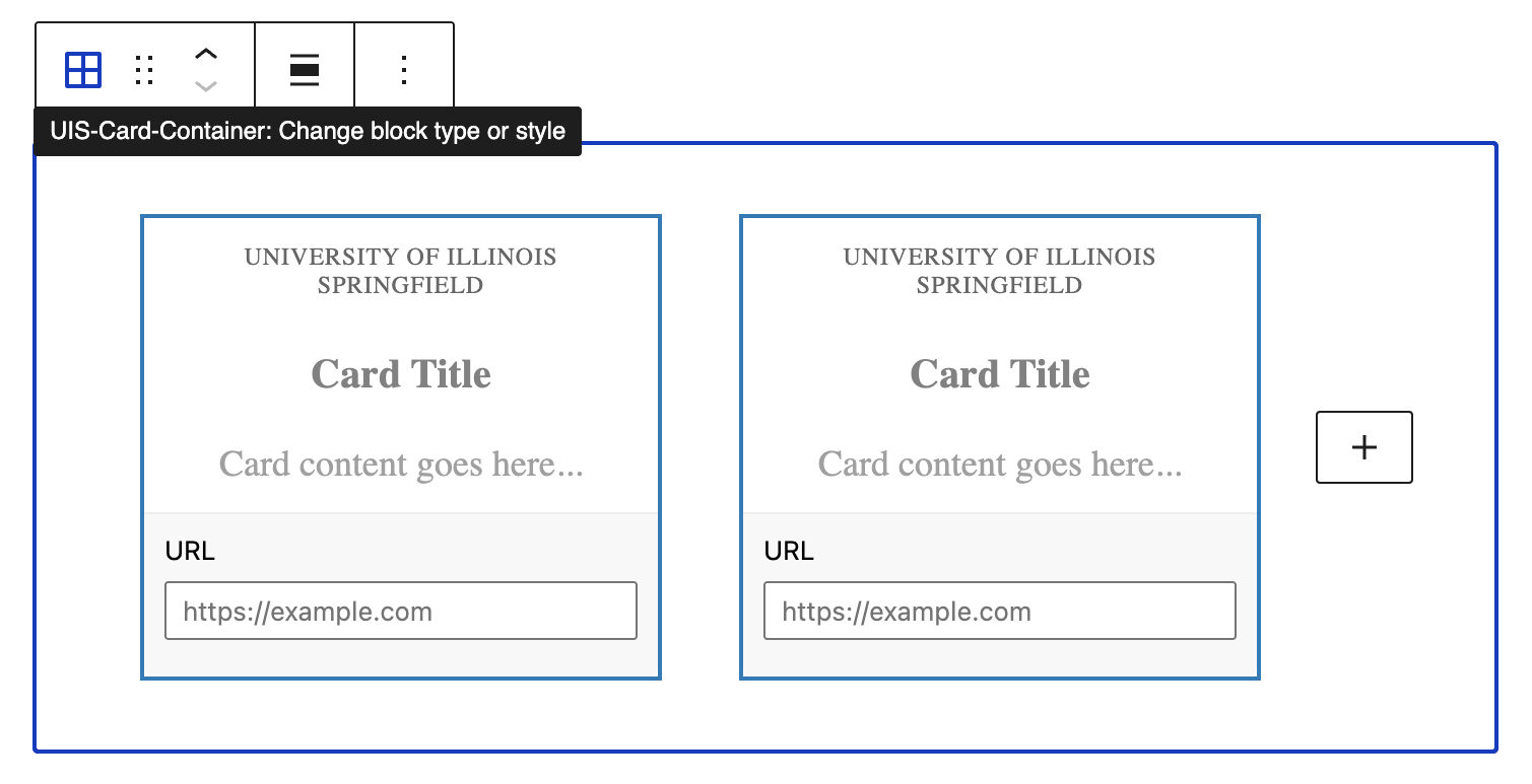 screenshot of the UIS Card Container within the editor