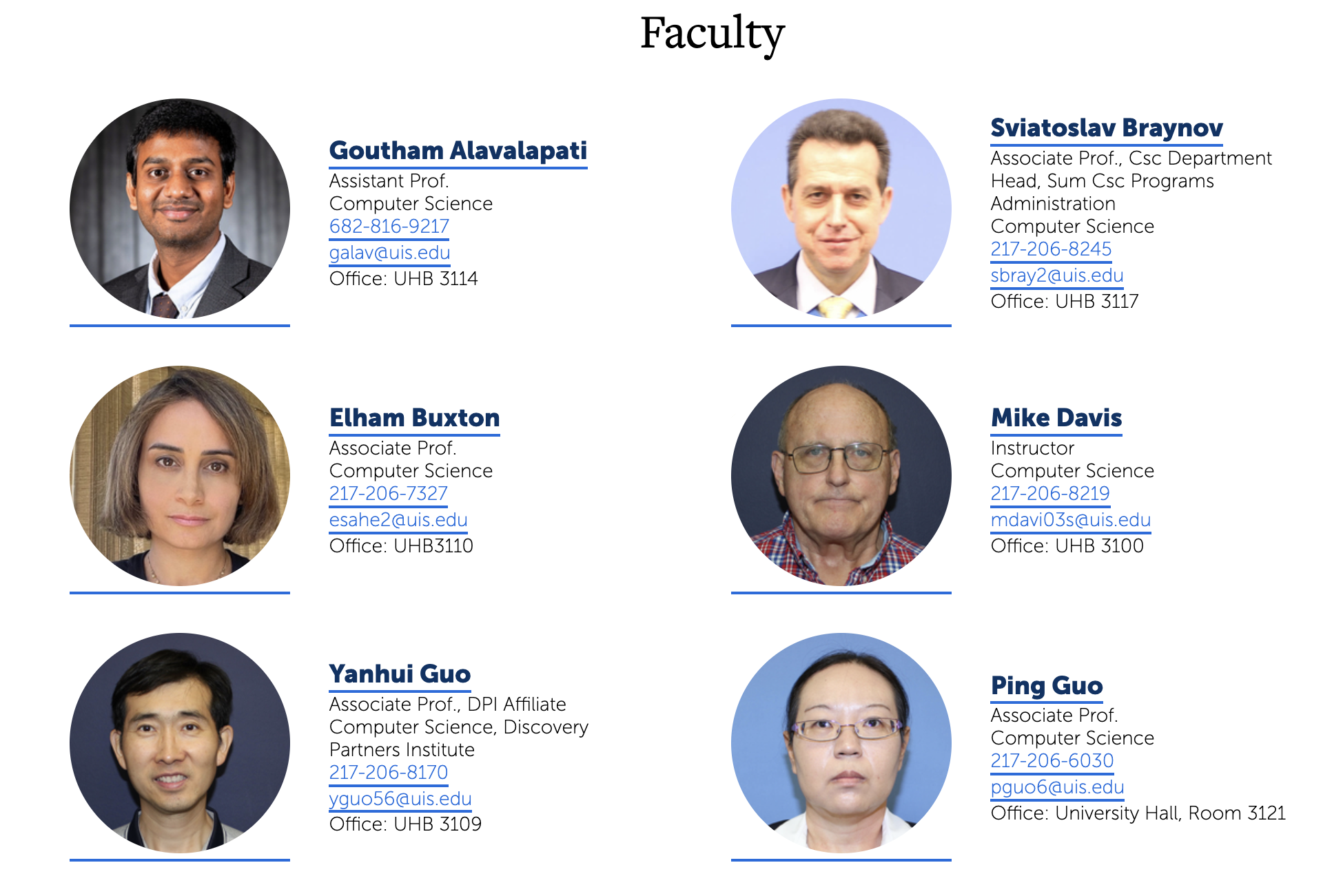screenshot of a faculty directory feed