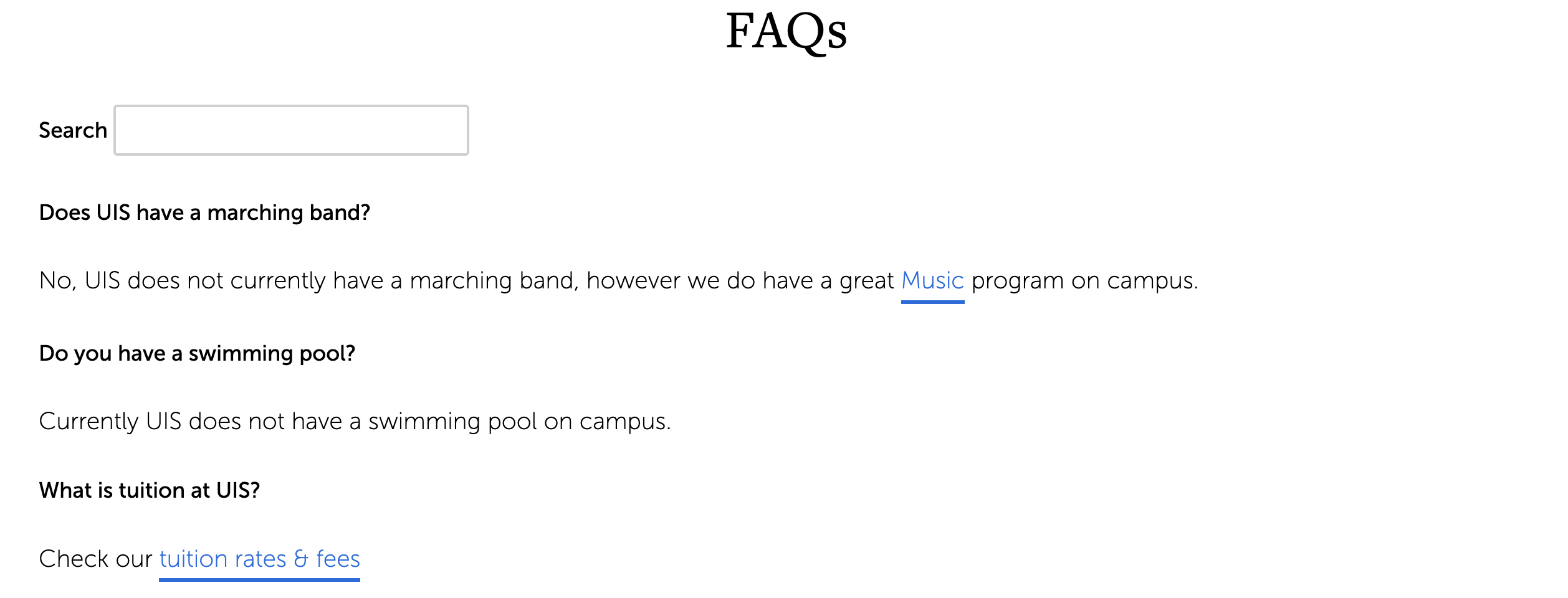 screenshot of a FAQ feed