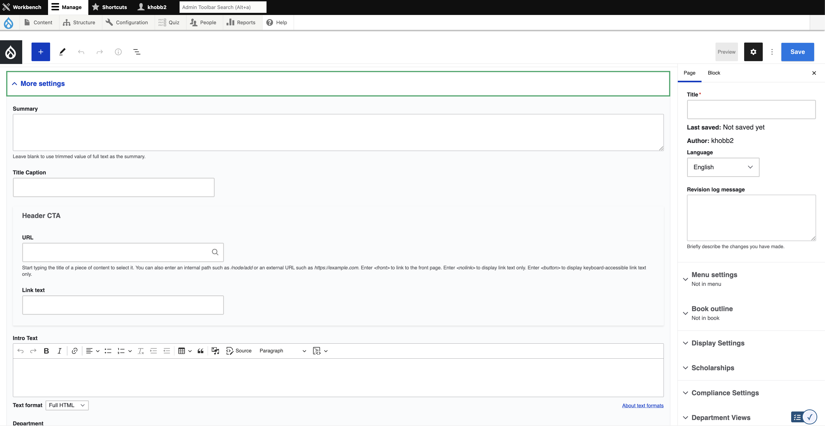 screenshot of the More Settings menu in the editor
