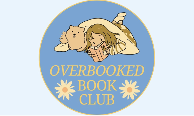 Overbooked book club logo.