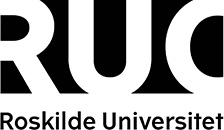 Black and white logo of Roskilde University