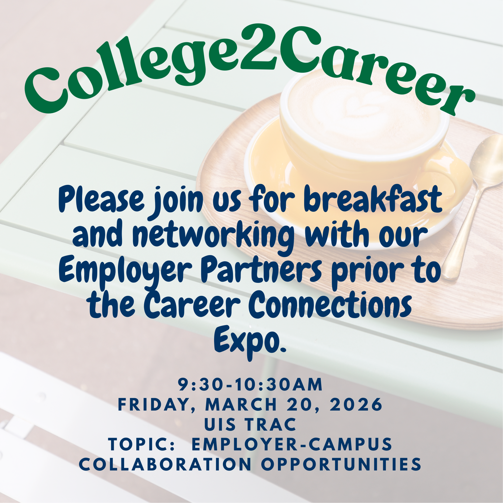 event title and details shown overlayed on a background that has a cup of fancy coffee on a slotted table