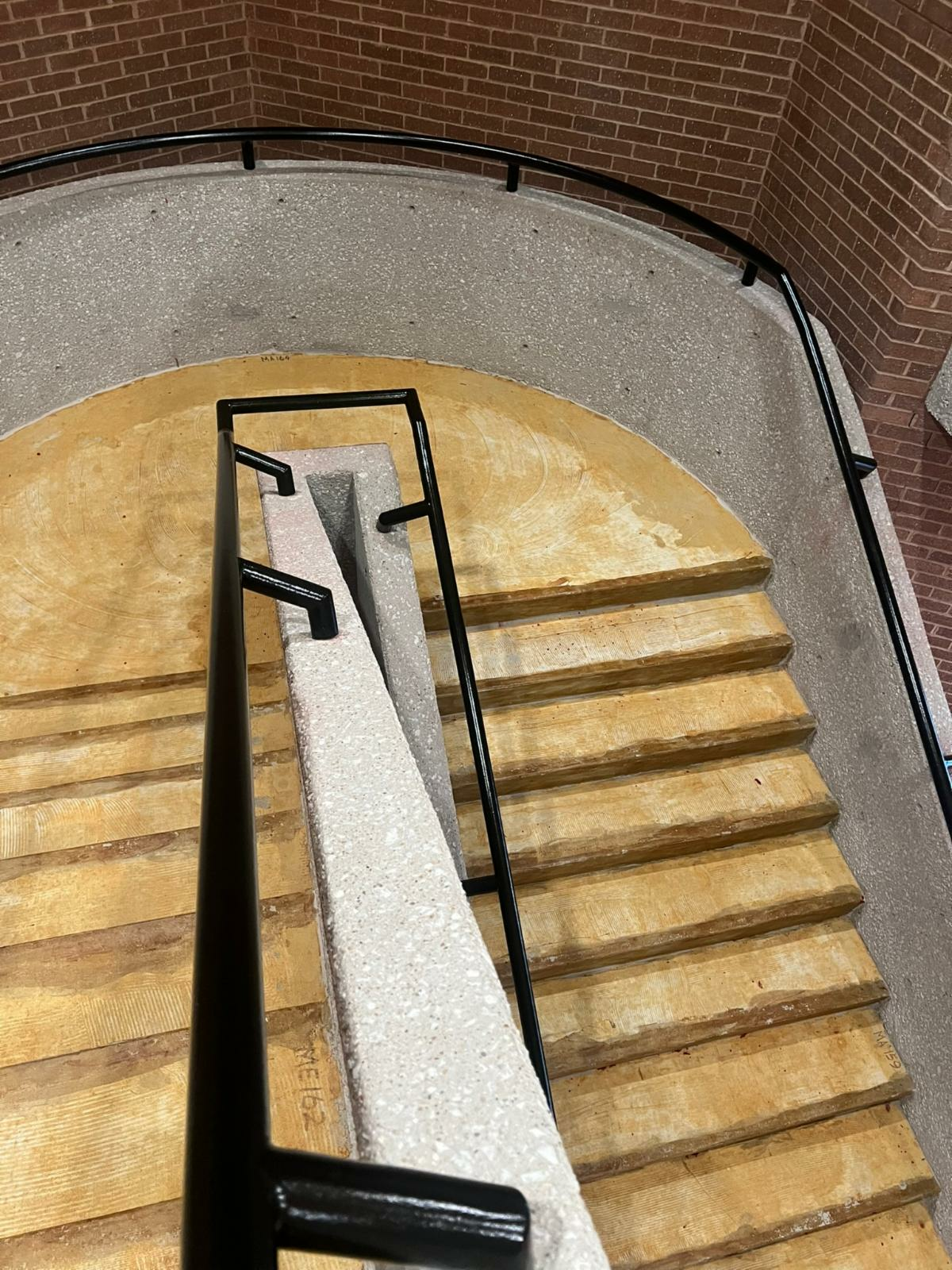 Carpet removed from staircases in the Performing Arts Center
