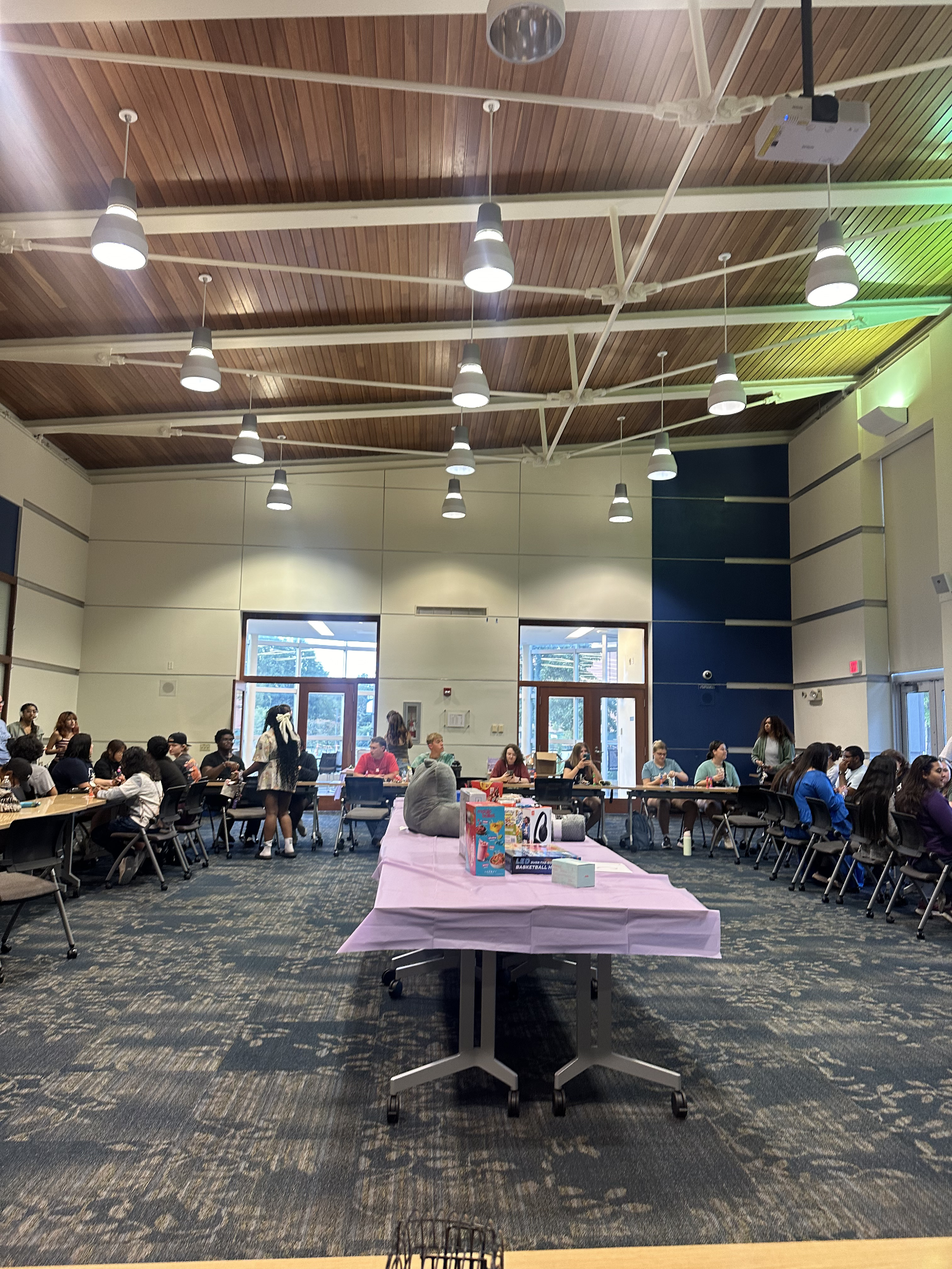 Multiple students at grocery bingo.