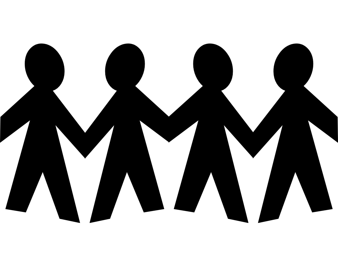 Black paper dolls holding hands.