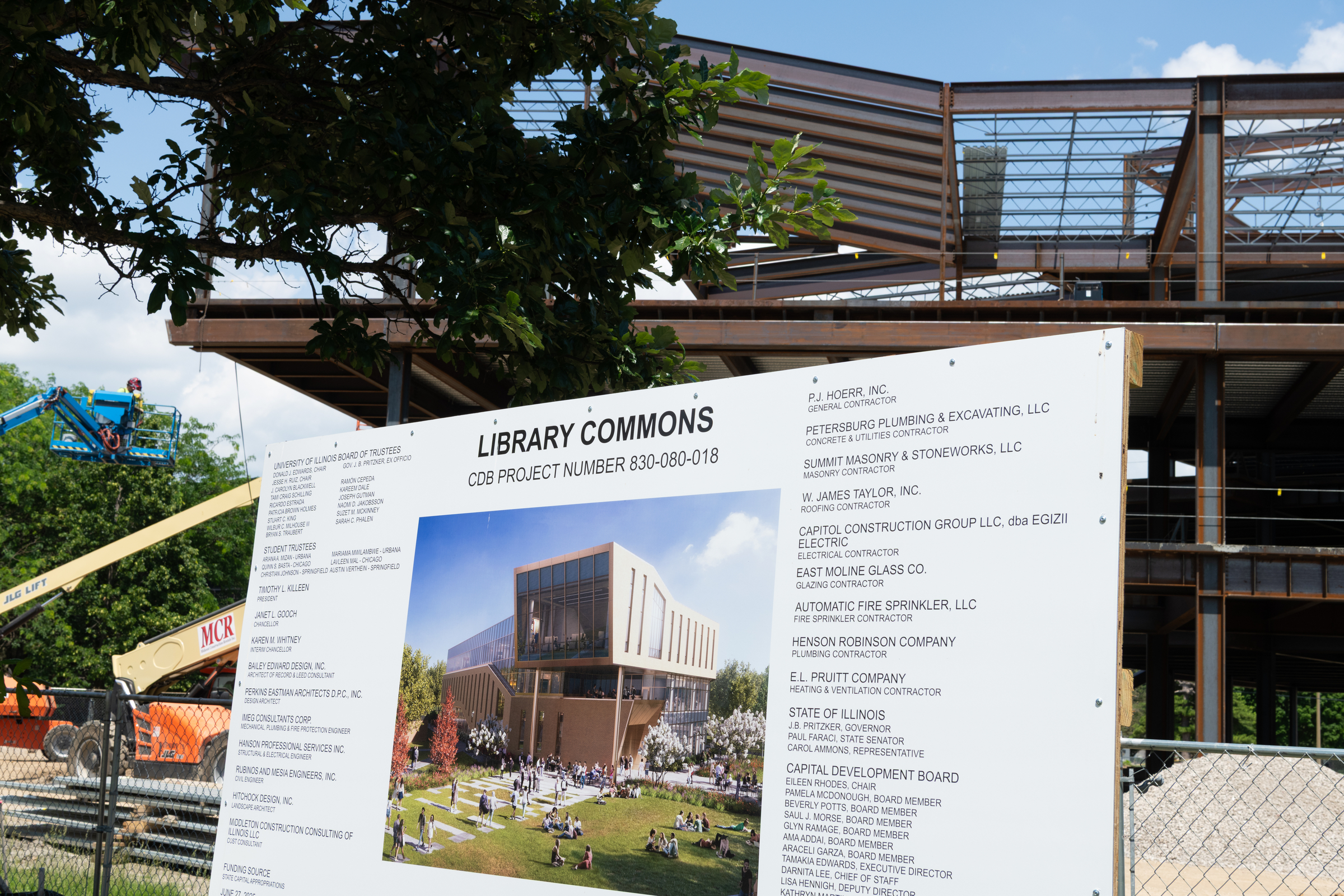 Library Commons signage outside construction area