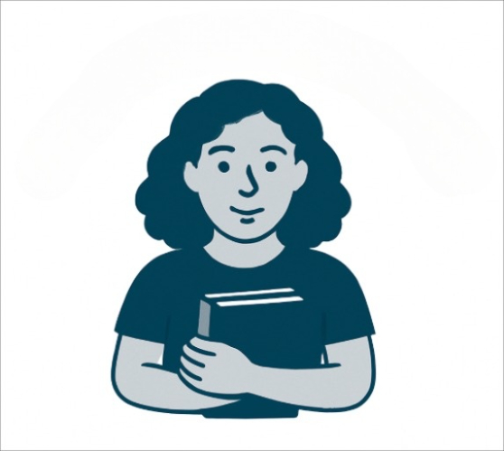 A female student holding books.