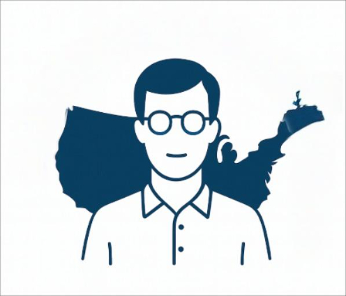 A male student with a U.S. map in the background.
