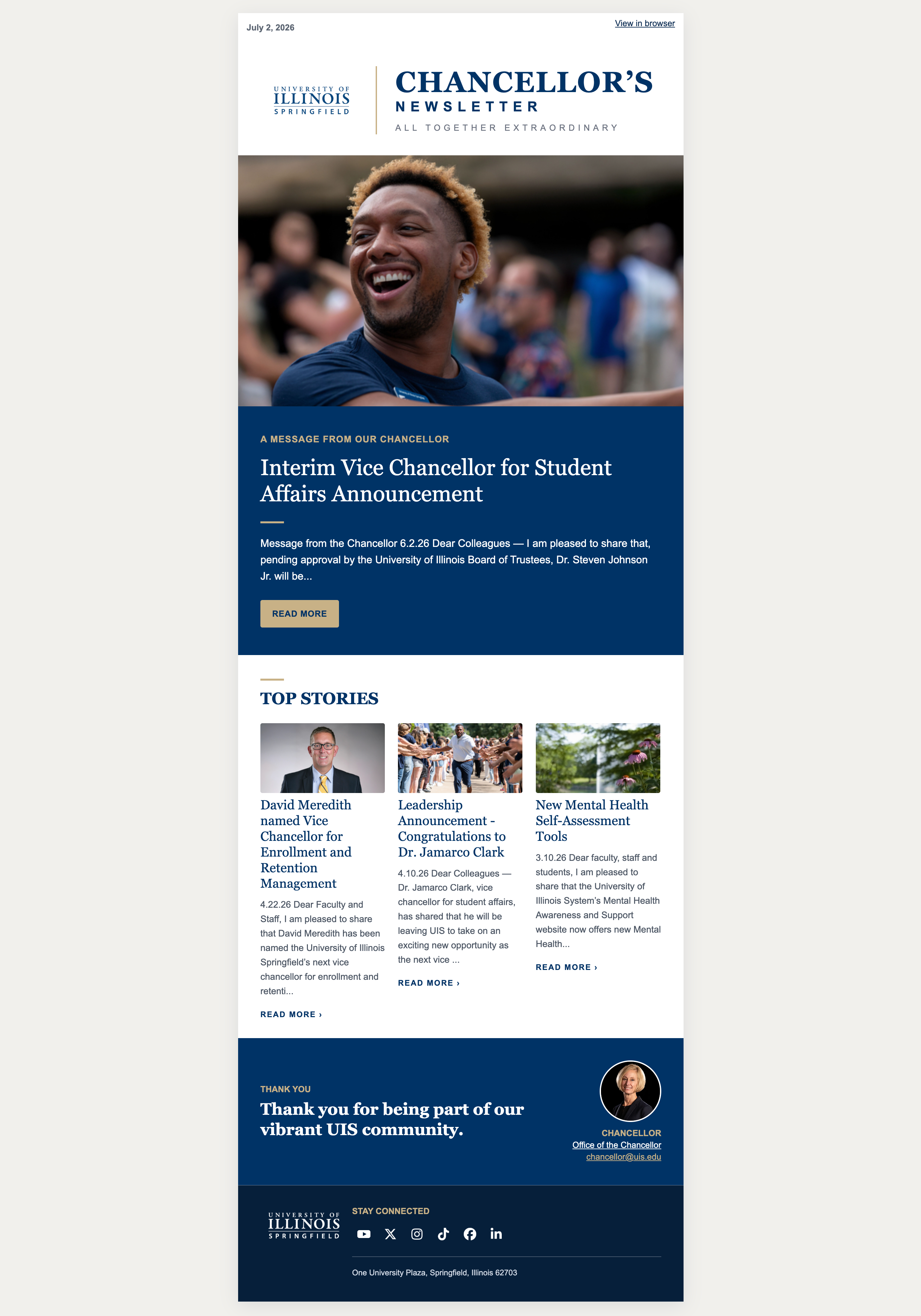 Chancellors newsletter example