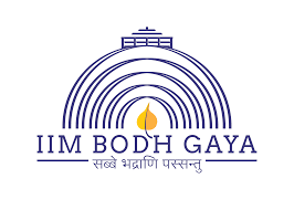 Logo of IIM Bodh Gaya symbolizing the Buddha, Stupas, and the Bodhi Tree leaf. 
With Hindi motto: Let all be witnesses of all good happenings