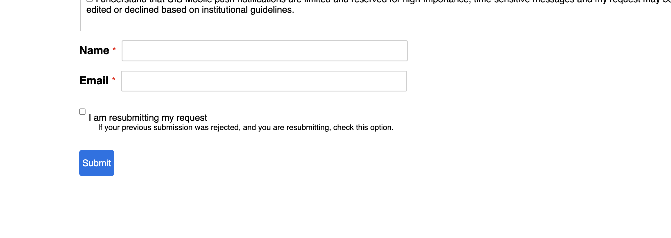 resubmitting my request checkbox