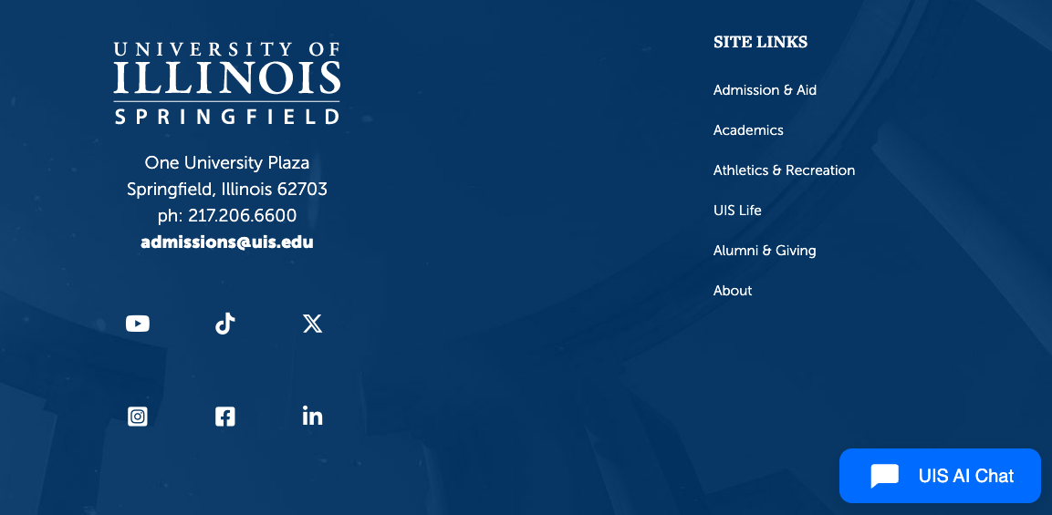 screenshot of the UIS AI Chat bubble