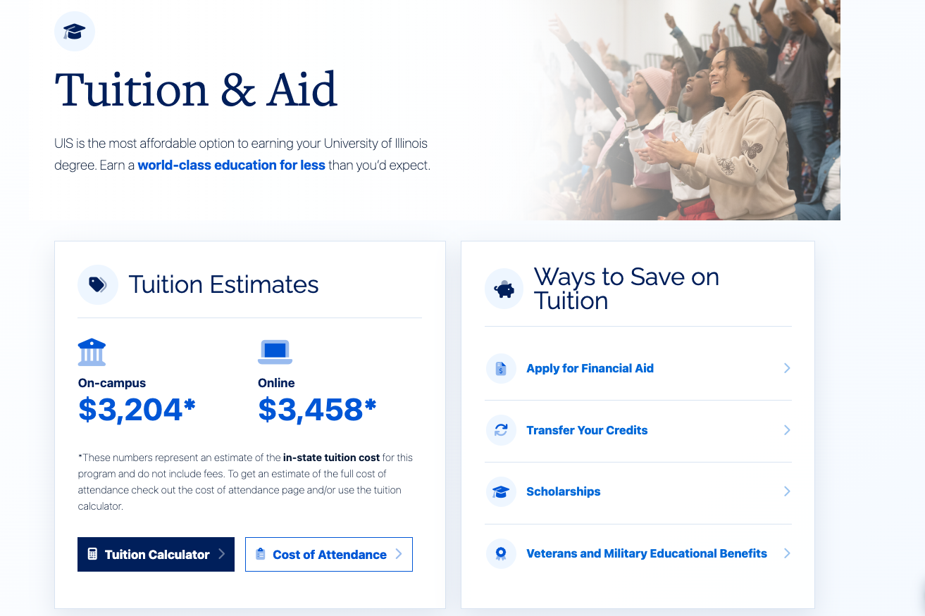 screenshot of the tuition block