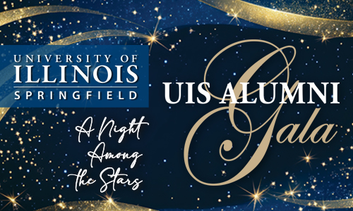 University of Illinois Springfield Alumni Gala, starry background.