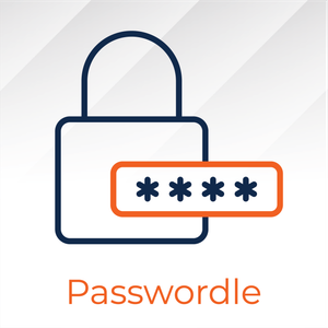 Lock icon with password input and "Passwordle" text.