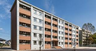 A five-story housing building where international students are housed at Saitama 
