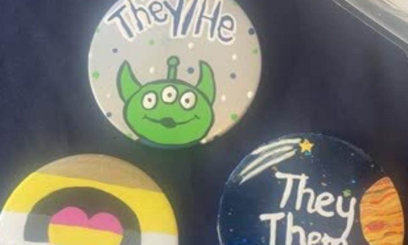 International Pronouns Day Button Decorating