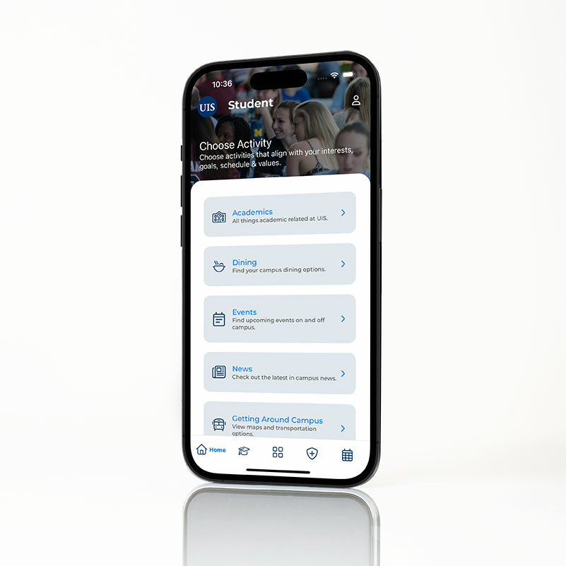 screenshot of UIS mobile app