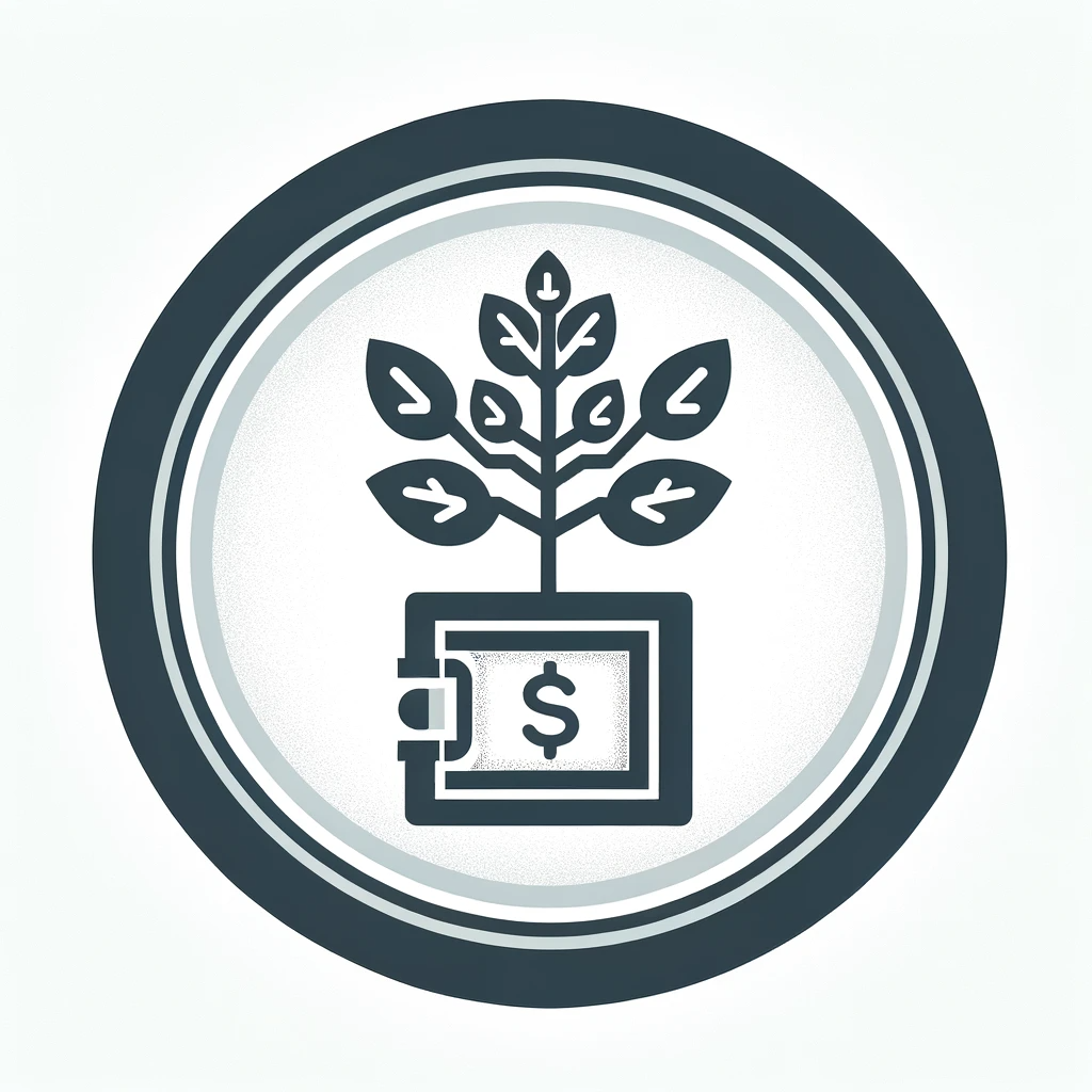 This icon visually conveys the concept of endowment with money growing into a tree.