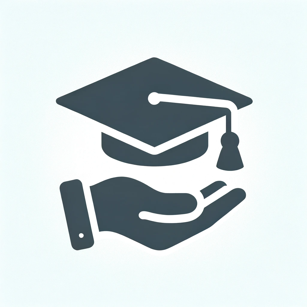 The icon visually conveys the concept of scholarships in a minimalistic and recognizable manner.