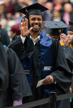 Student in cap and gown