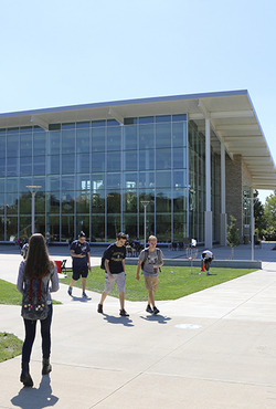 Students walking outside of the Student Union