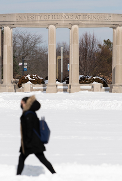Snow covered UIS campus