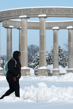 Colonnade with snow