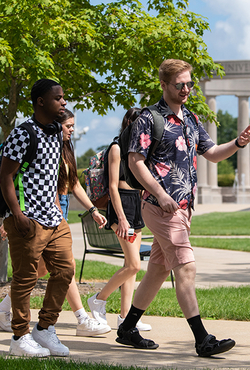 Students walk on campus