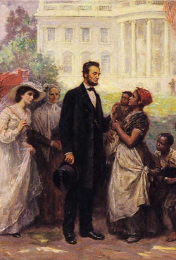Painting with Lincoln and slaves