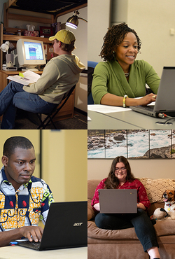 Students studying online