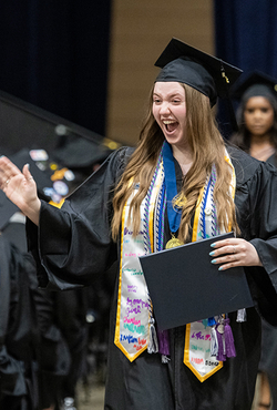 Student in cap and gown 