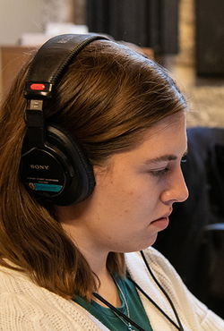 woman wearing headphones